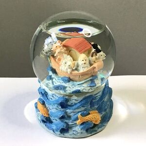Vintage Noah's Ark Water Globe with Animals Glitter Snow Globe Small Size 3.5”H